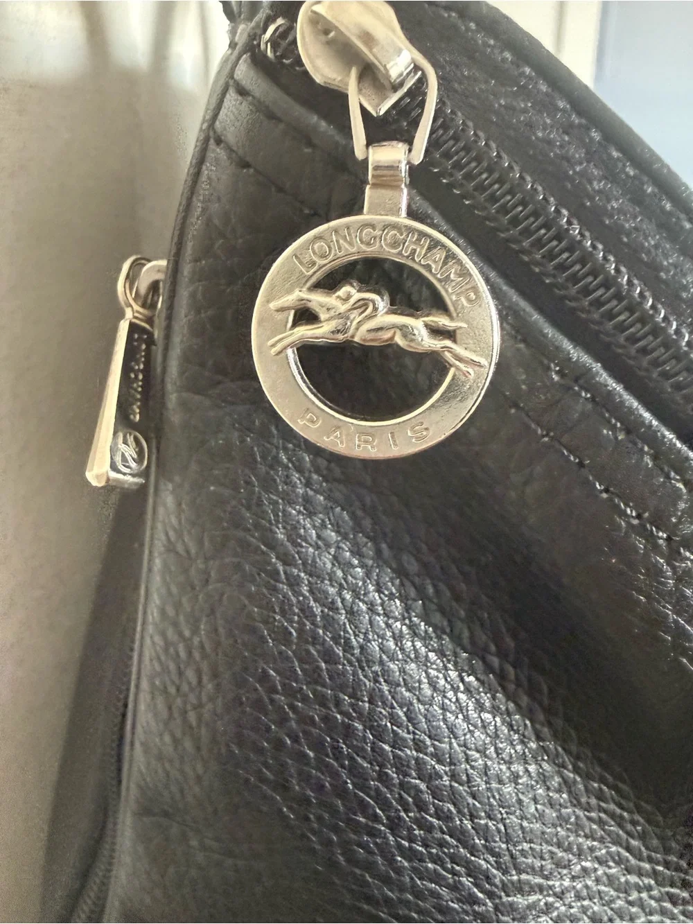 Longchamp  Vintage Black Leather Back Pack EUC
